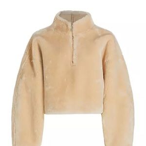 Frame Cropped Faux Fur Half Zip
